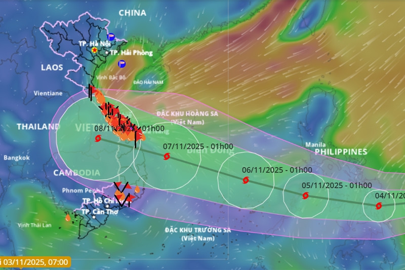 Bão Kalmaegi có khả năng cách bờ biển Gia Lai hơn 400km, giật cấp 17 vào sáng 6/11