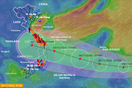 Bão Kalmaegi có khả năng cách bờ biển Gia Lai hơn 400km, giật cấp 17 vào sáng 6/11