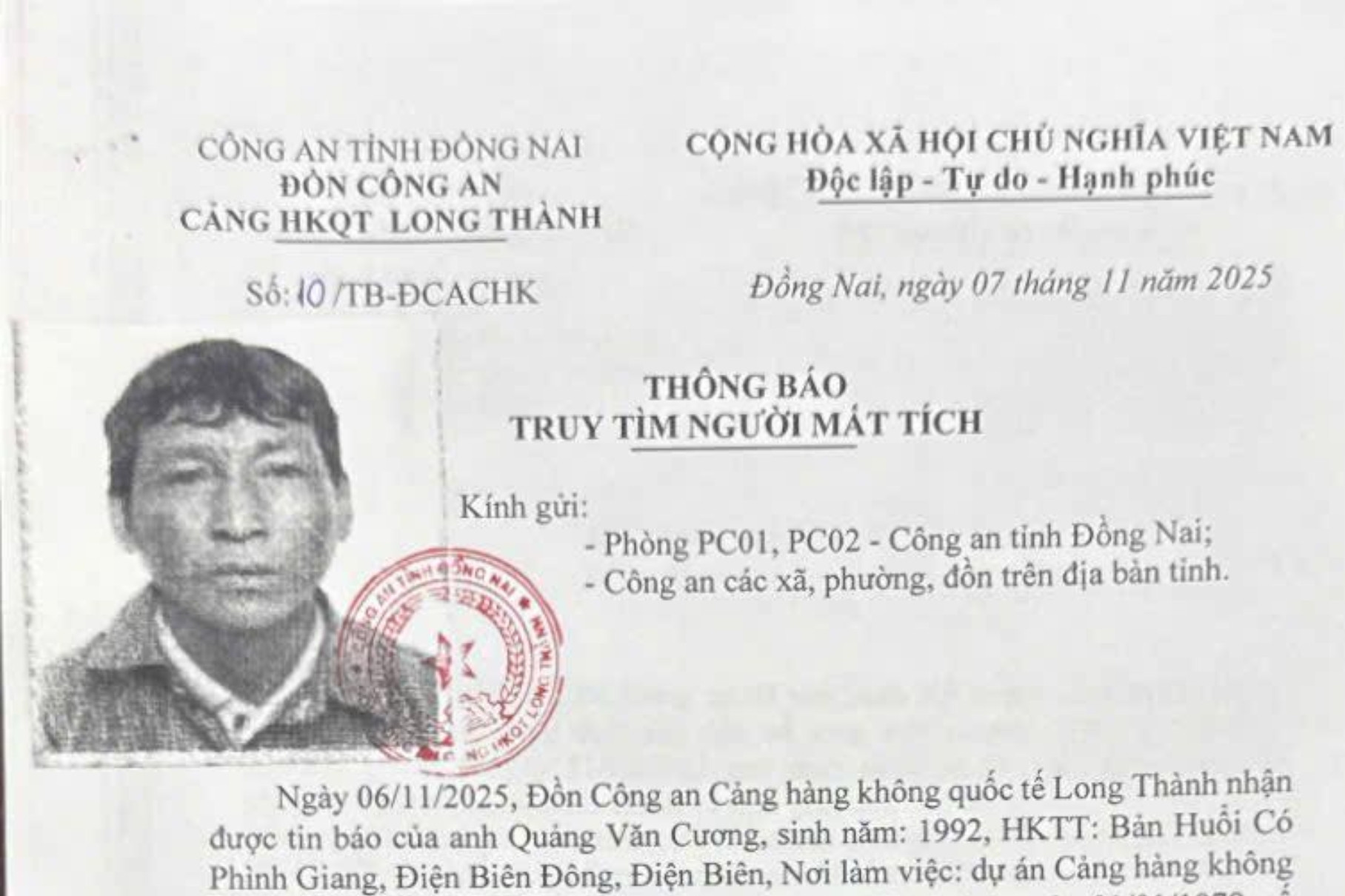 Công an tìm người đàn ông bỏ đi khỏi dự án sân bay Long Thành lúc rạng sáng