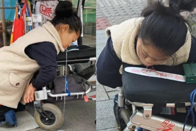 Mẹ đơn thân thêu lót giày bằng miệng nuôi 2 con khiến nhiều người xúc động