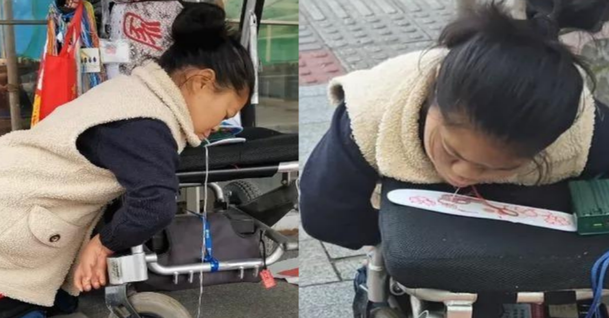 Mẹ đơn thân thêu lót giày bằng miệng nuôi 2 con khiến nhiều người xúc động