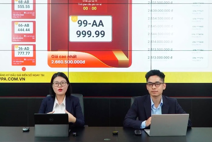 Biển số xe máy ngũ quý 99AA-999.99 của Bắc Ninh chốt giá kỷ lục 2,66 tỷ đồng