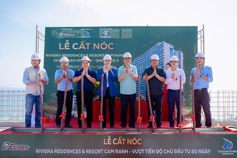 Ecoba cất nóc Riviera Residences & Resort Cam Ranh sớm 20 ngày