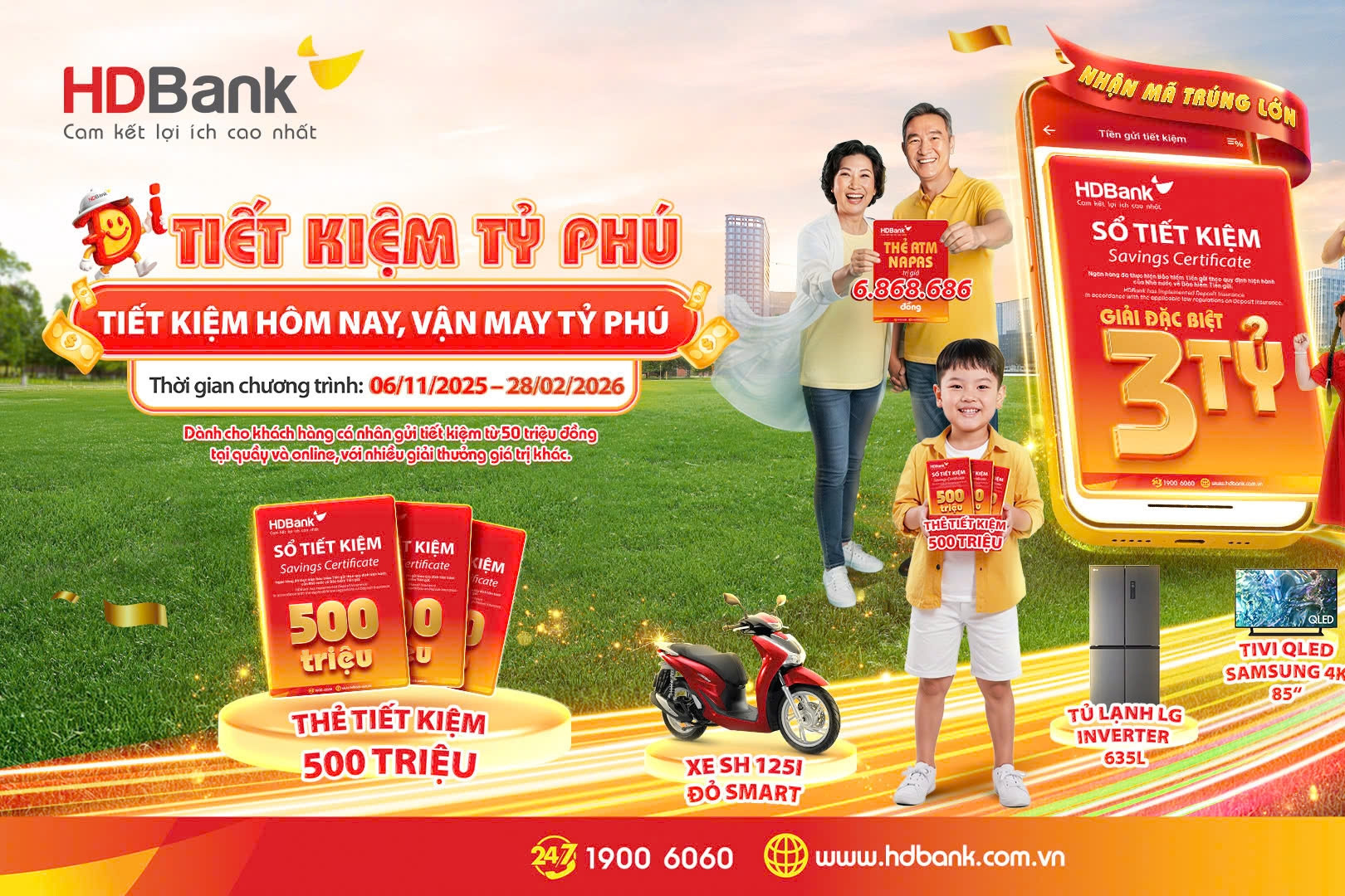 ‘Tiết kiệm Tỷ phú’ cùng HDBank, giải đặc biệt lên đến 3 tỷ đồng