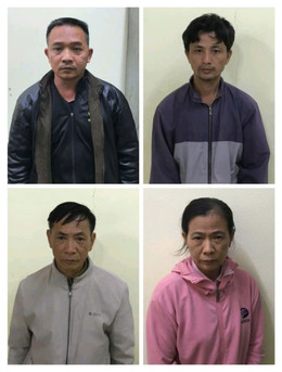 Đối tượng Đoàn Văn Hùng, Tạ Văn Teng, Tạ Thành Châm, Tạ Thị Nga (từ trên xuống dưới, từ trái qua phải).jpg