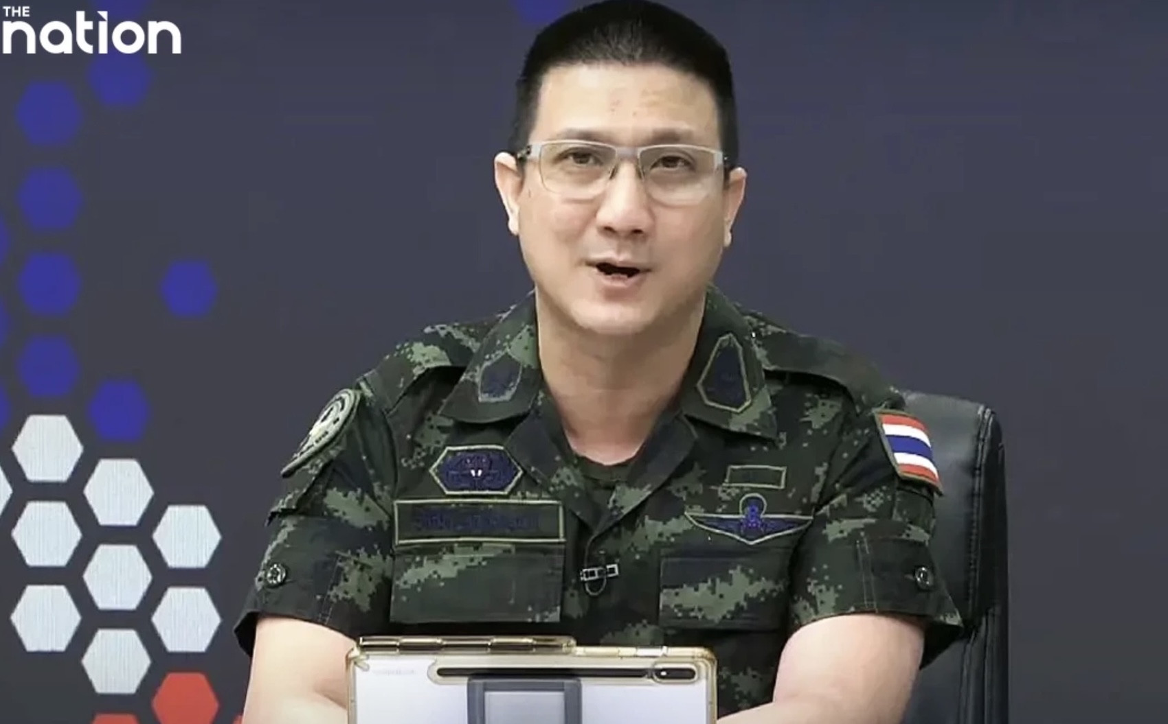 Đại tá Ritcha Suksuwanon - phó phát ngôn viên của quân đội hoàng gia Thái Lan. Ảnh: The Nation