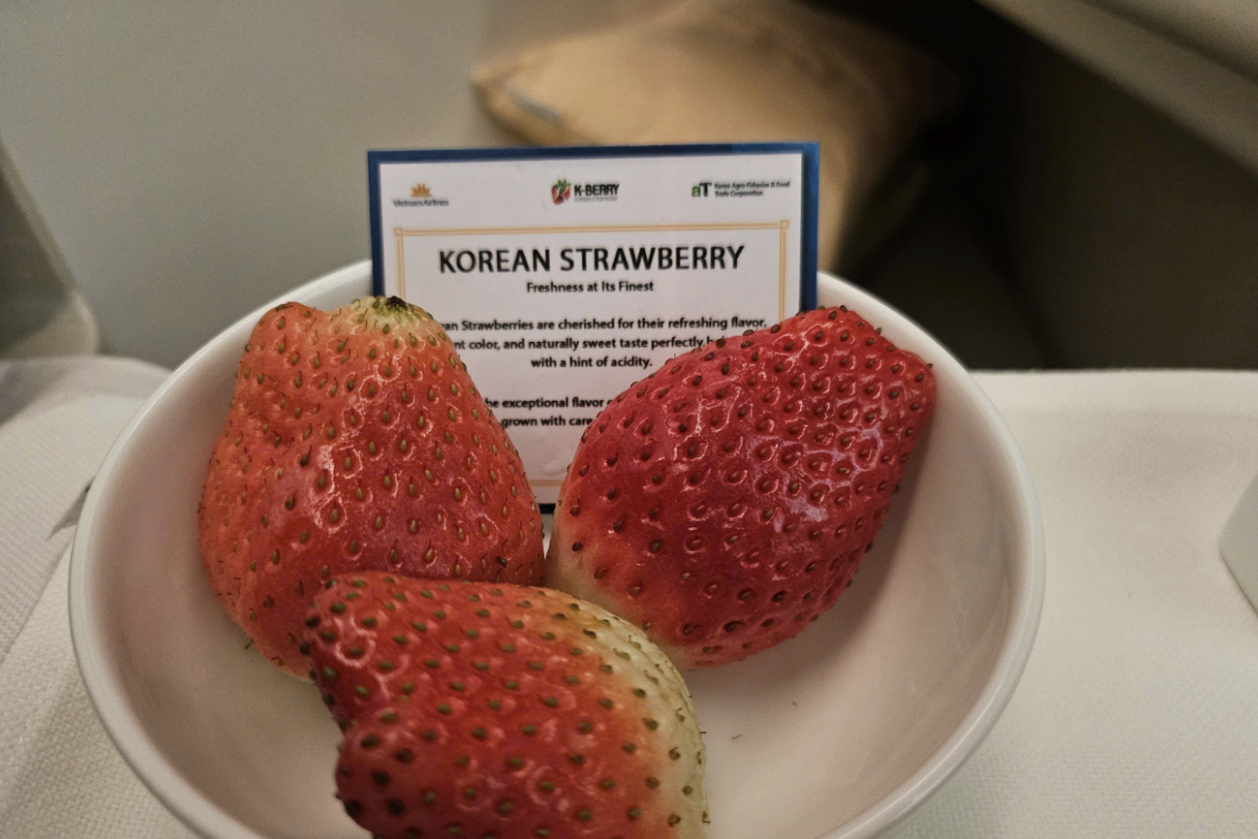 Tháng 12, thưởng thức dâu tây Hàn Quốc trên chuyến bay quốc tế Vietnam Airlines