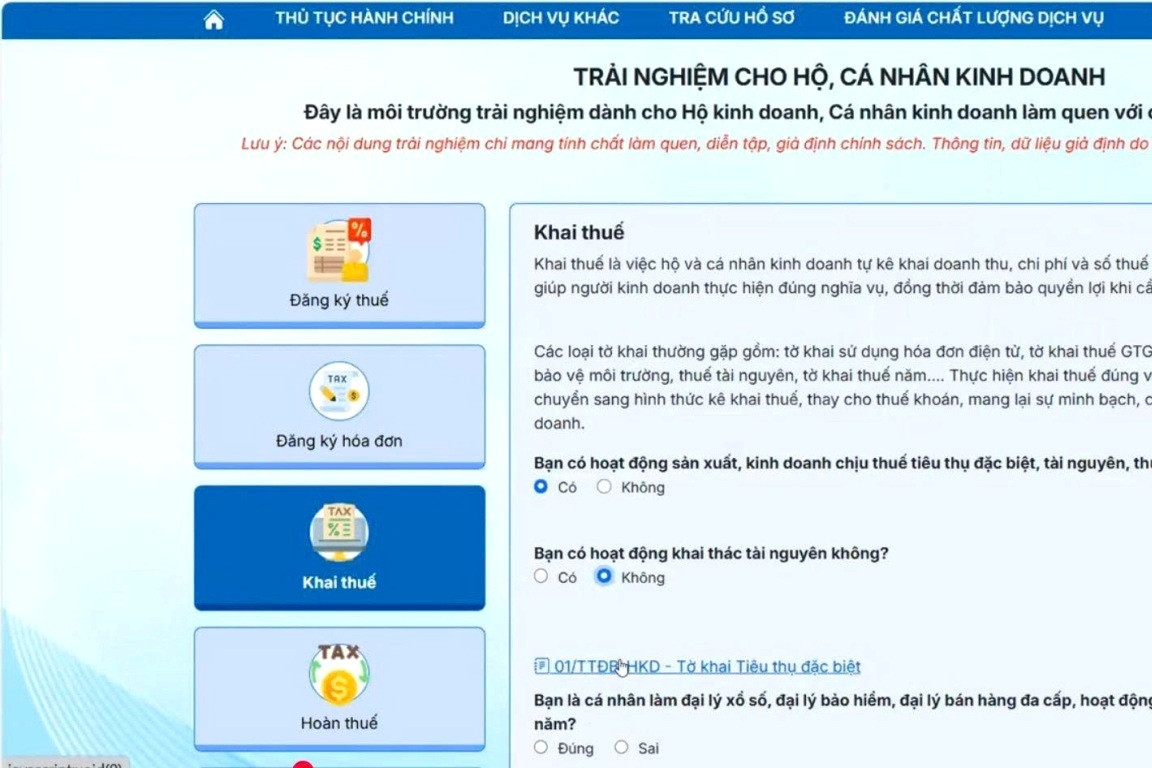 'Sân tập an toàn' giúp hộ kinh doanh làm quen kê khai thuế từ năm 2026