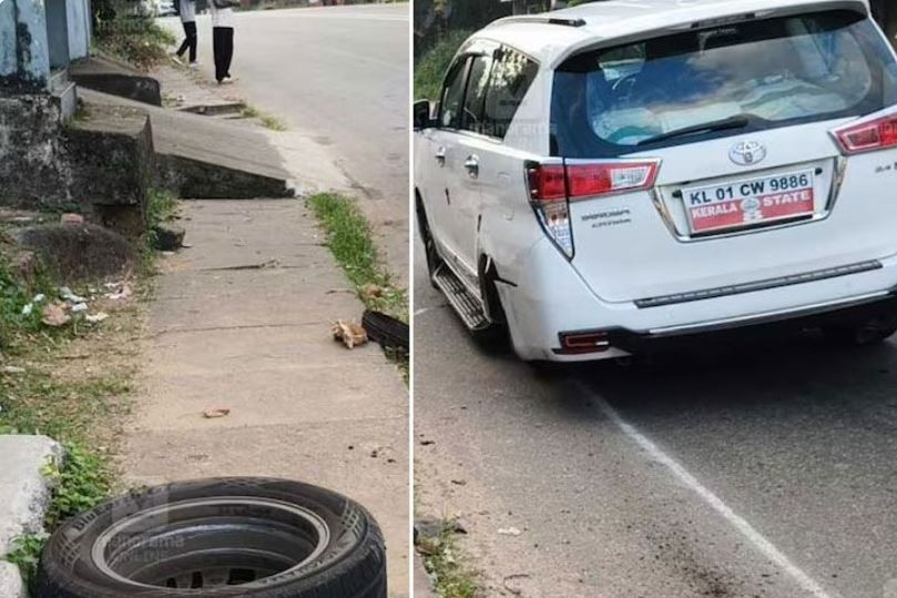 Xe Toyota Innova bất ngờ rụng văng bánh xe khi đang chở Bộ trưởng Ấn Độ