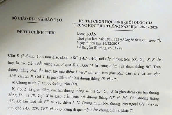 Đề thi và lời giải môn Toán thi học sinh giỏi quốc gia ngày 2