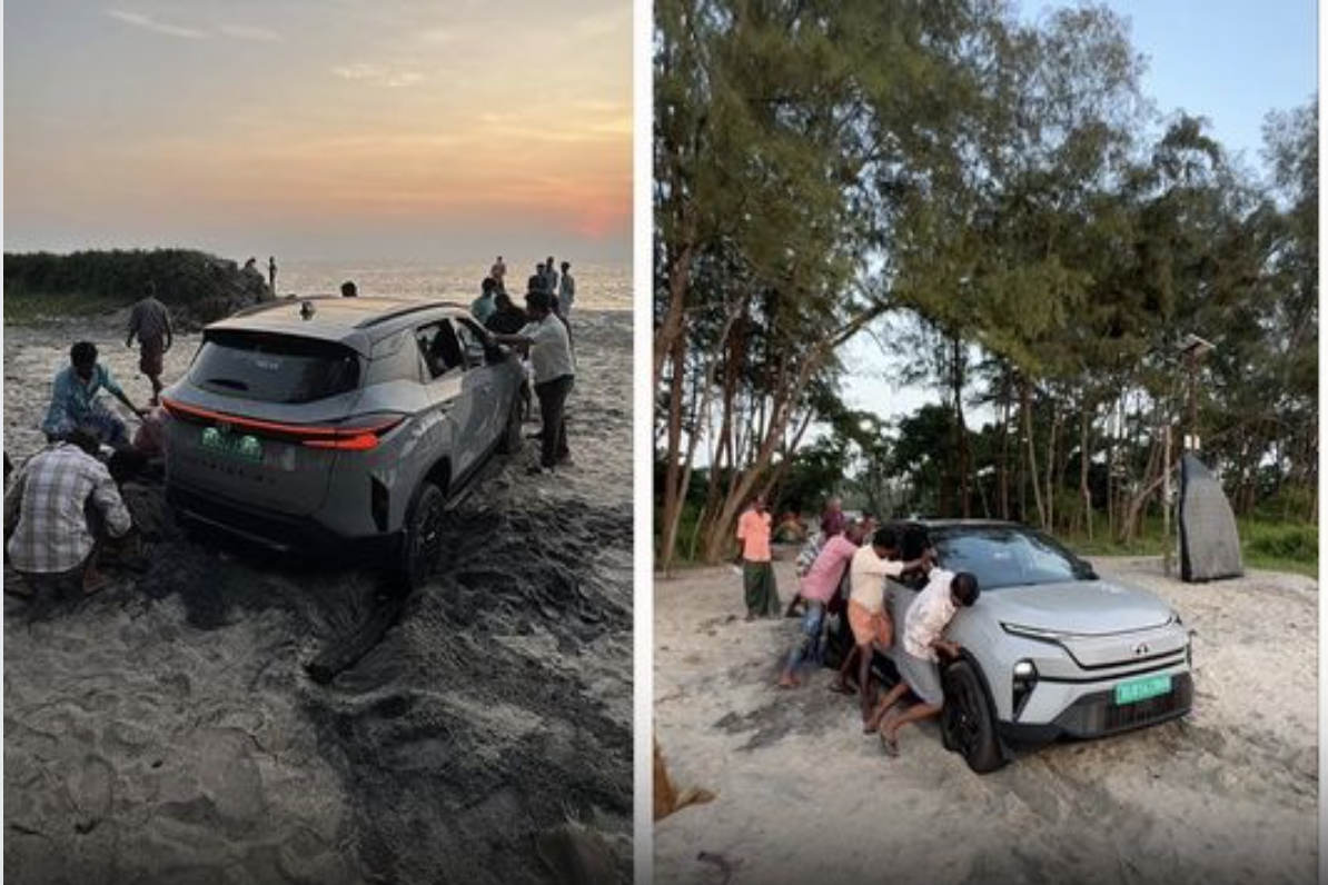  SUV điện lún cát trên bãi biển, Toyota Fortuner “ra tay” cứu hộ 