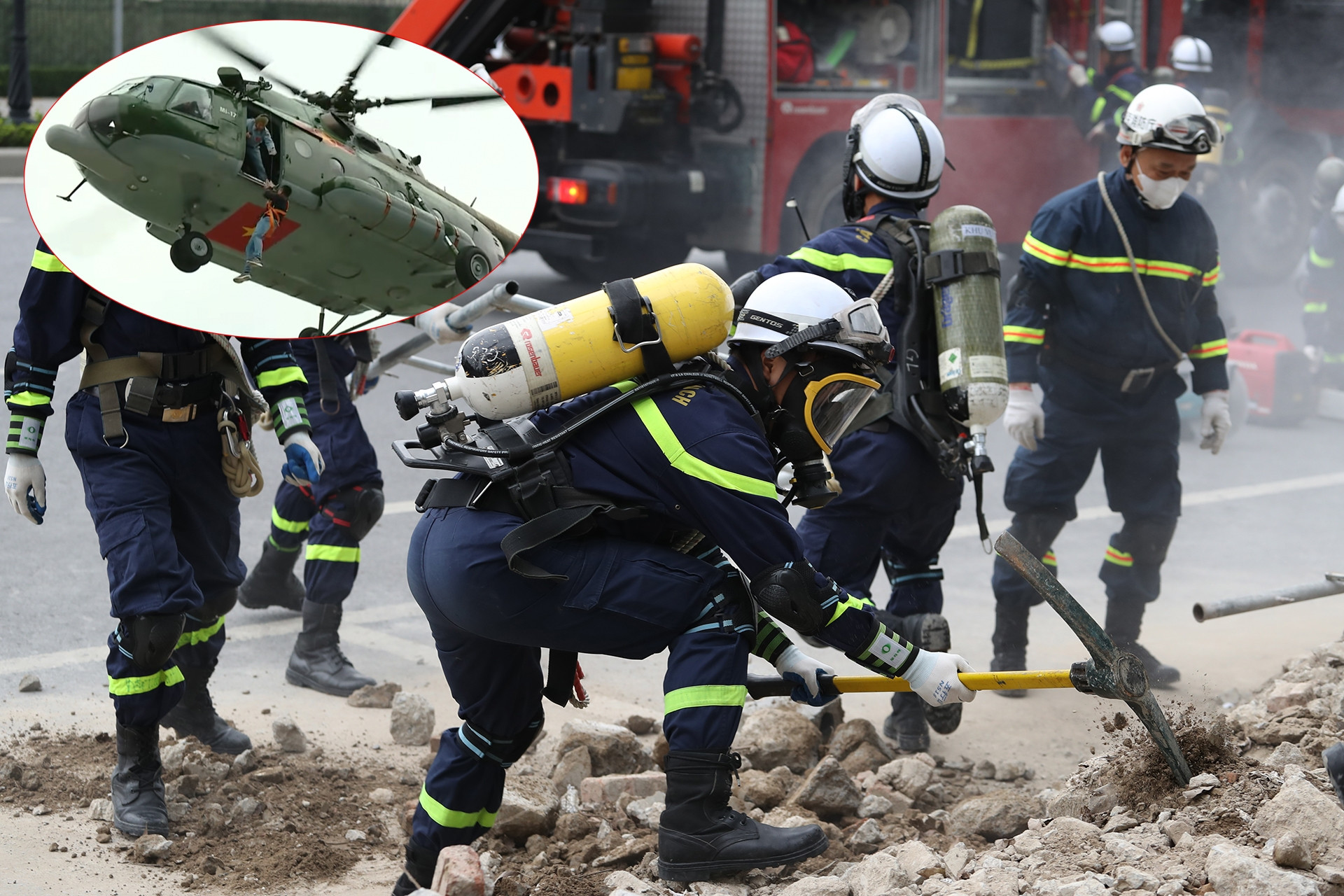  Huy động trực thăng, robot cùng 4.000 người tập chữa cháy chung cư ở Hà Nội 