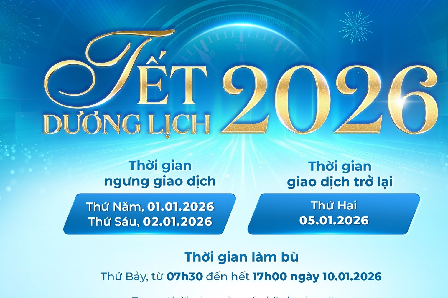 Lịch nghỉ Tết Dương lịch các ngân hàng