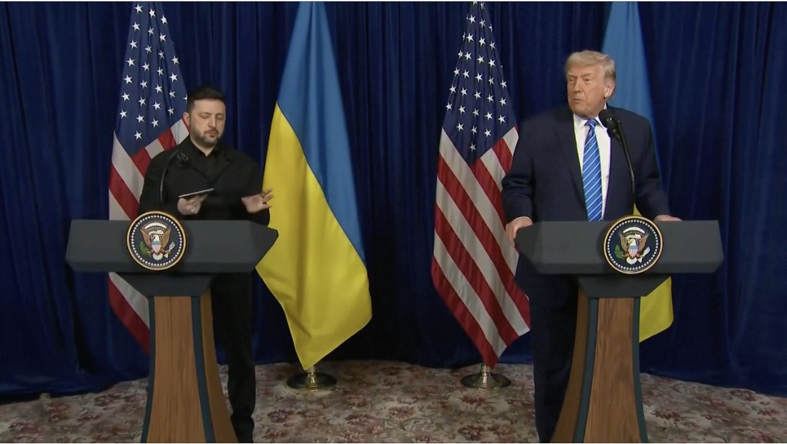 Tổng thống Mỹ Trump và người đồng cấp Ukraine Zelensky. Ảnh: Sky News