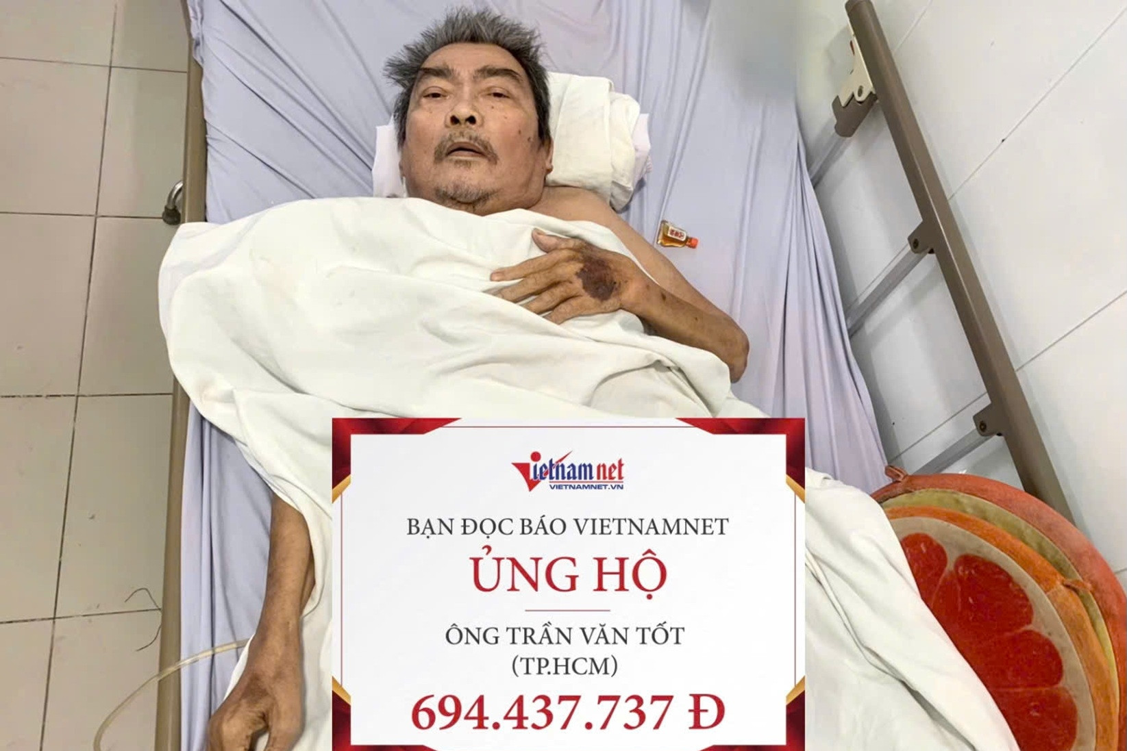 Bạn đọc VietNamNet giúp đỡ người đàn ông đơn độc trong viện hơn 694 triệu đồng