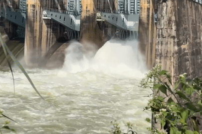 Người dân chui rào livestream cảnh thủy điện lớn miền Nam xả lũ