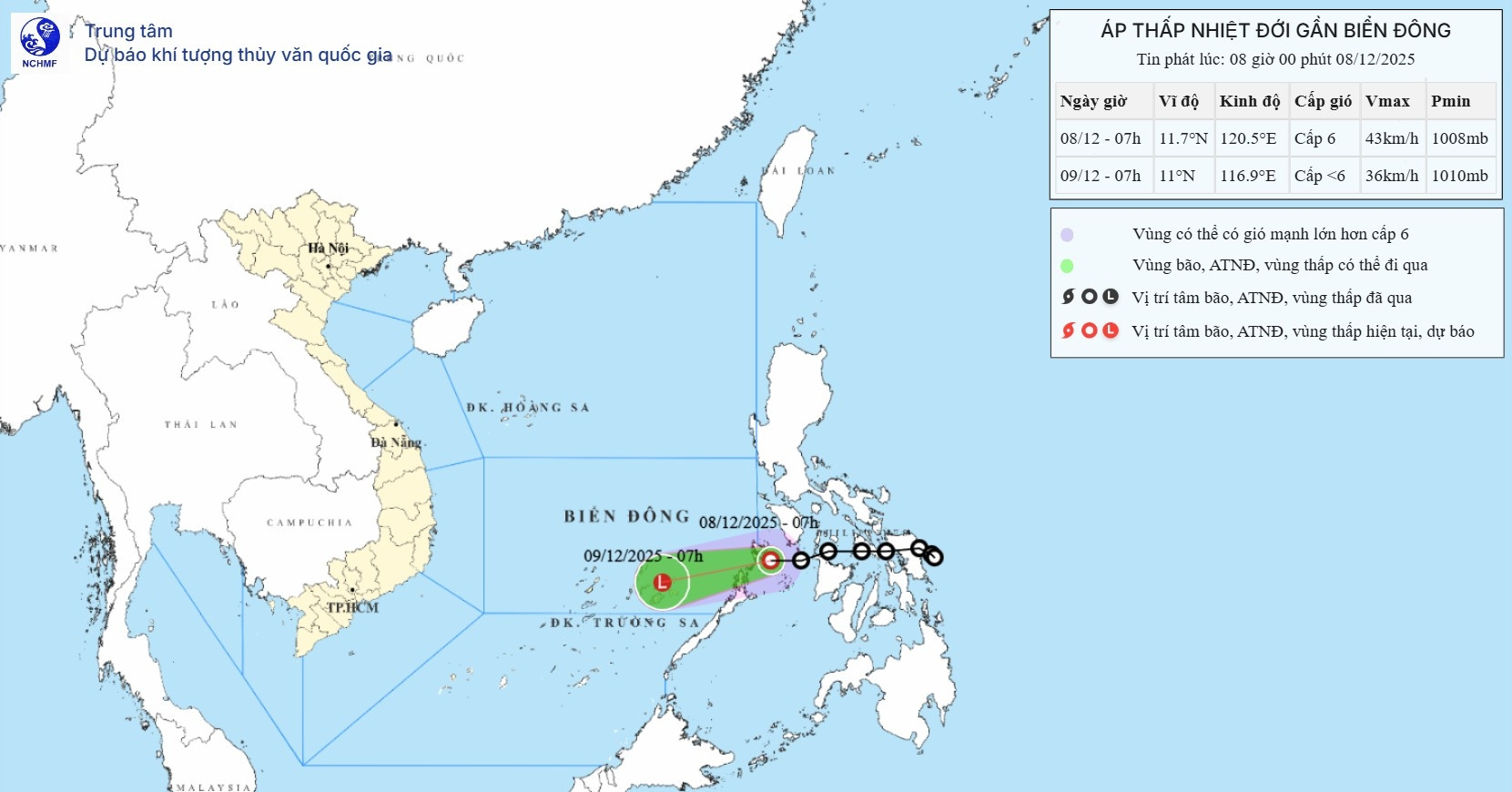 Tin mới nhất về áp thấp nhiệt đới đang áp sát Biển Đông
