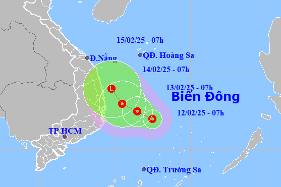 Áp thấp nhiệt đới hình thành, hướng về vùng biển Bình Định - Ninh Thuận
