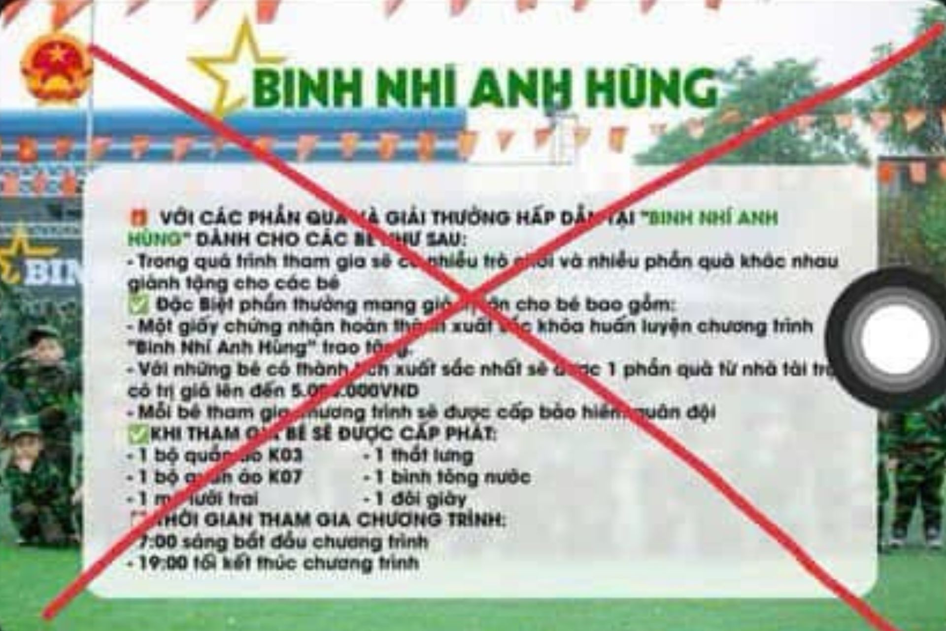 Mạo danh Ban CHQS huyện chiêu sinh chương trình 'binh nhí anh hùng'