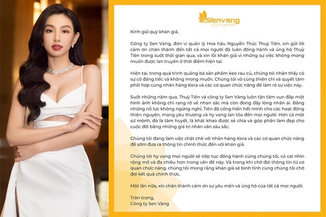 Công ty quản lý lên tiếng về sự cố quảng cáo của hoa hậu Thùy Tiên