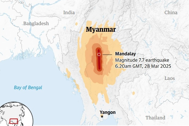 Động đất mạnh 7,7 độ ở Myanmar, nhiều nước cũng cảm nhận được địa chấn