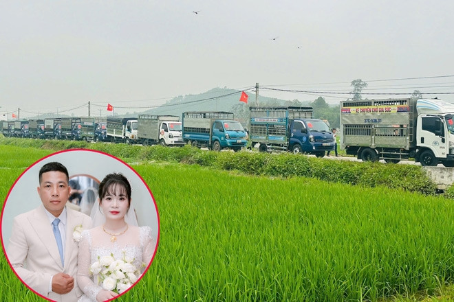 Chú rể ở Nghệ An dẫn đoàn 15 xe tải đi đón dâu gây xôn xao