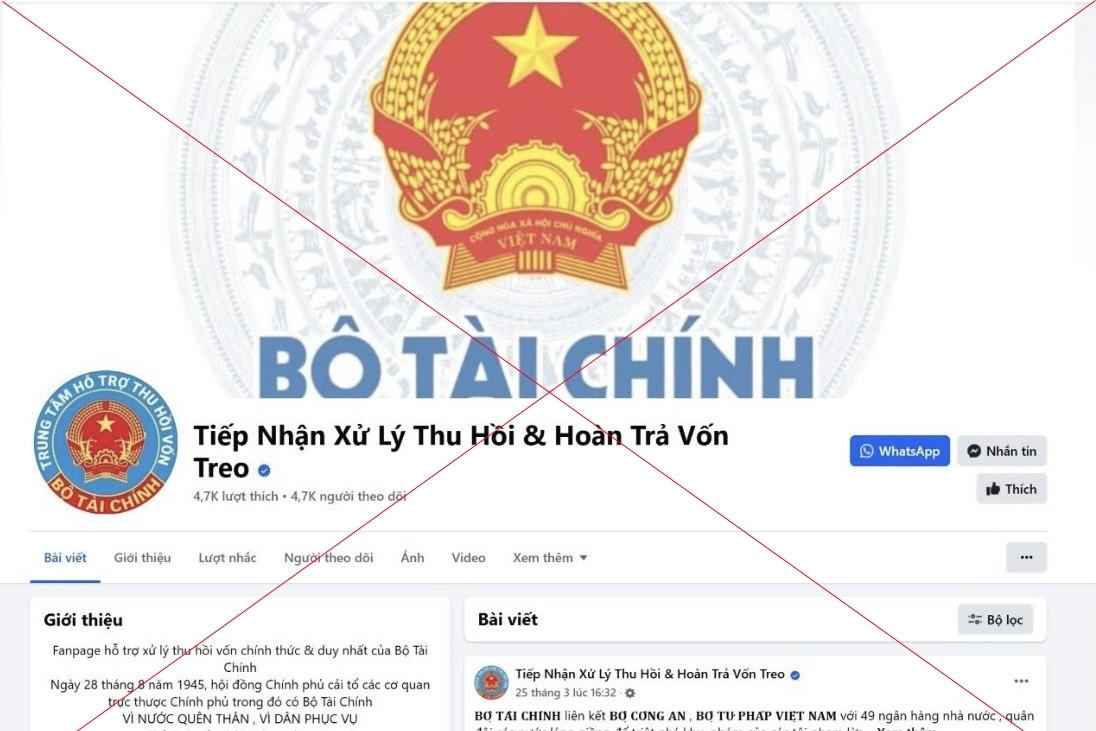 Cảnh báo giả mạo trang facebook của Bộ Tài chính