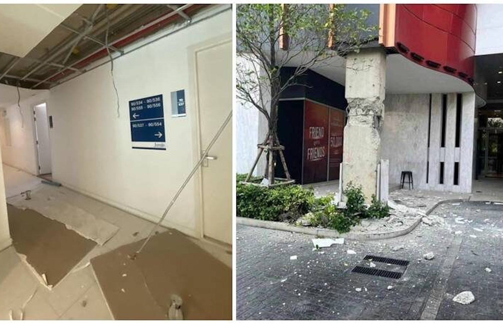 Chung cư nứt toác lộ lõi thép sau động đất ở Thái Lan