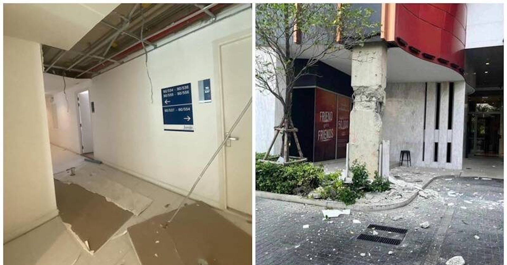 Chung cư nứt toác lộ lõi thép sau động đất ở Thái Lan