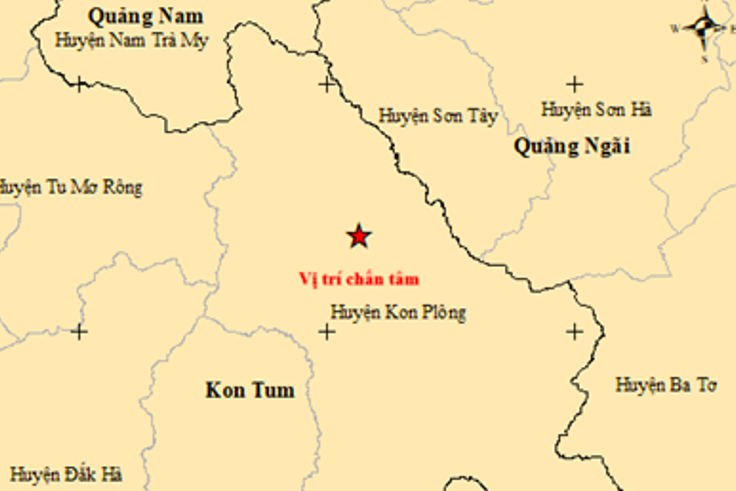 Kon Tum xảy ra 3 trận động đất liên tiếp