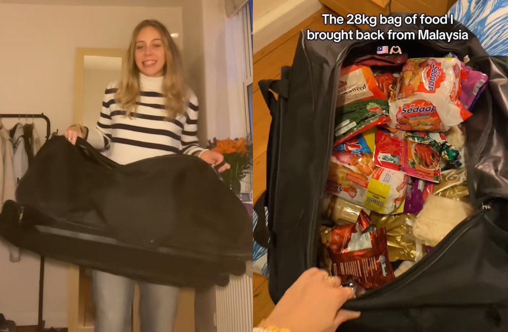 Cô gái gây sốt mạng vì mang 28kg đồ ăn vặt về nước sau chuyến du lịch