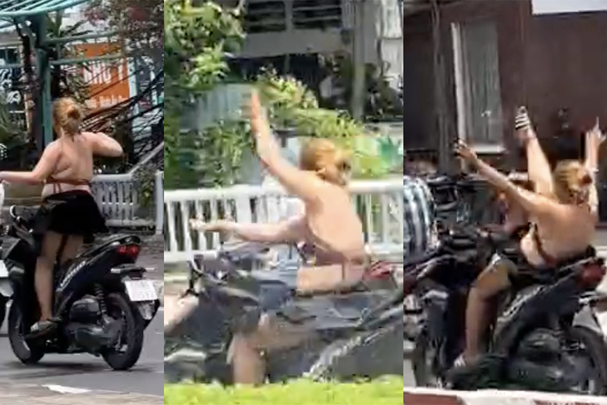 Clip cô gái mặc áo yếm, lái xe như diễn xiếc trên đường phố TPHCM