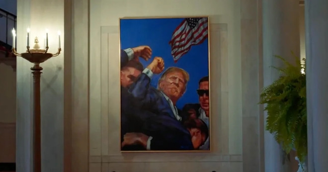 Nhà Trắng treo bức tranh tái hiện khoảnh khắc ông Trump bị ám sát hụt