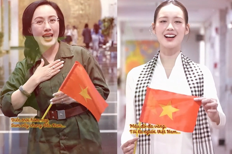MC Hoài Anh VTV, hoa hậu Bảo Ngọc bắt trend 'Yêu Việt Nam'