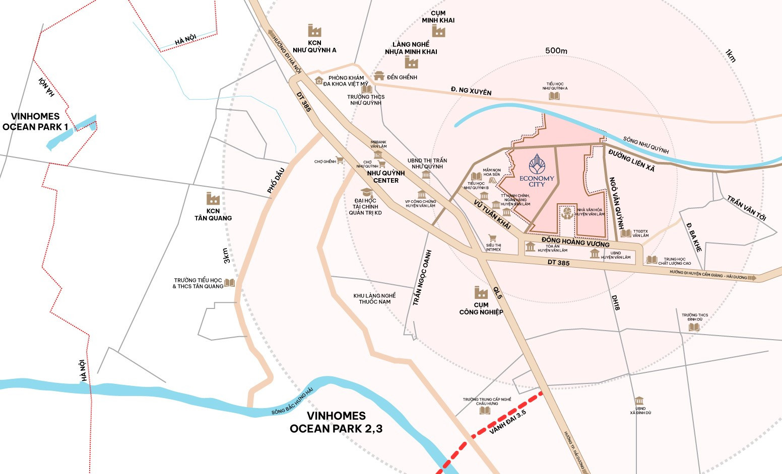 Economy City có khả năng kết nối rộng lớn nhờ đường vành đai 3,5 và QL5A (1).jpg