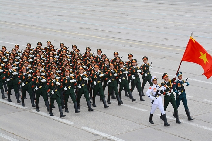 Đoàn Việt Nam hợp luyện chuẩn bị tham gia lễ duyệt binh tại Nga