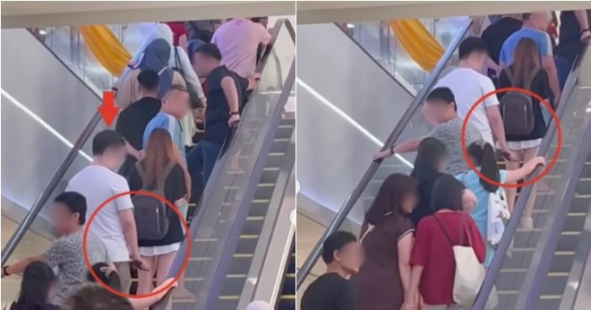 Đi cùng vợ, người đàn ông vẫn giở trò quay lén ở trung tâm thương mại
