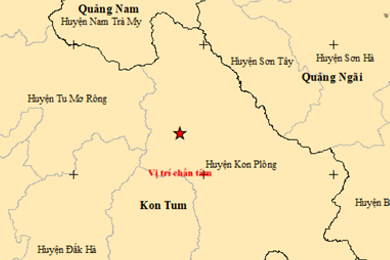 6 trận động đất liên tiếp xảy ra ở Kon Tum