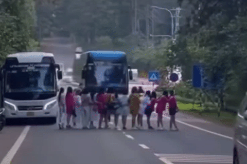 14 phụ nữ dàn hàng ngang chụp ảnh giữa đường gây bức xúc