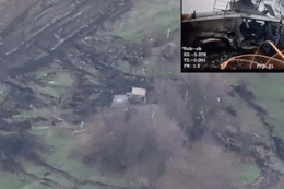 Khoảnh khắc FPV cảm tử Nga phá tung xe quân sự Mỹ viện trợ cho Ukraine ở Donetsk