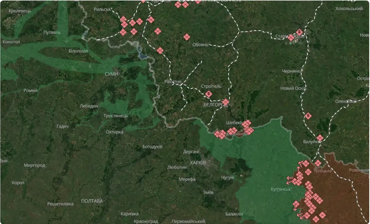 Bản đồ bước tiến của quân Nga. Ảnh: DeepState