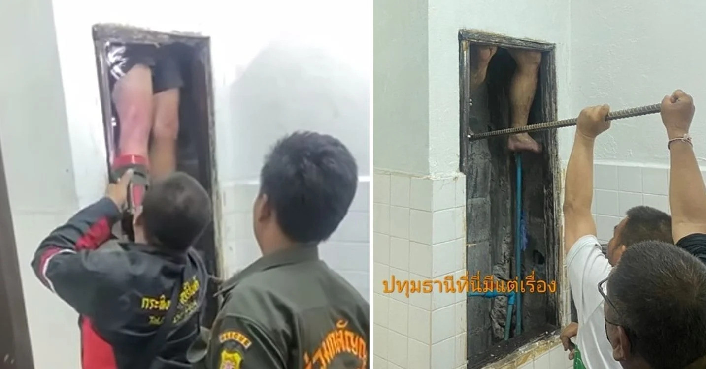 Tên trộm chạy trốn khỏi cảnh sát, bị kẹt cứng ở nơi không ngờ