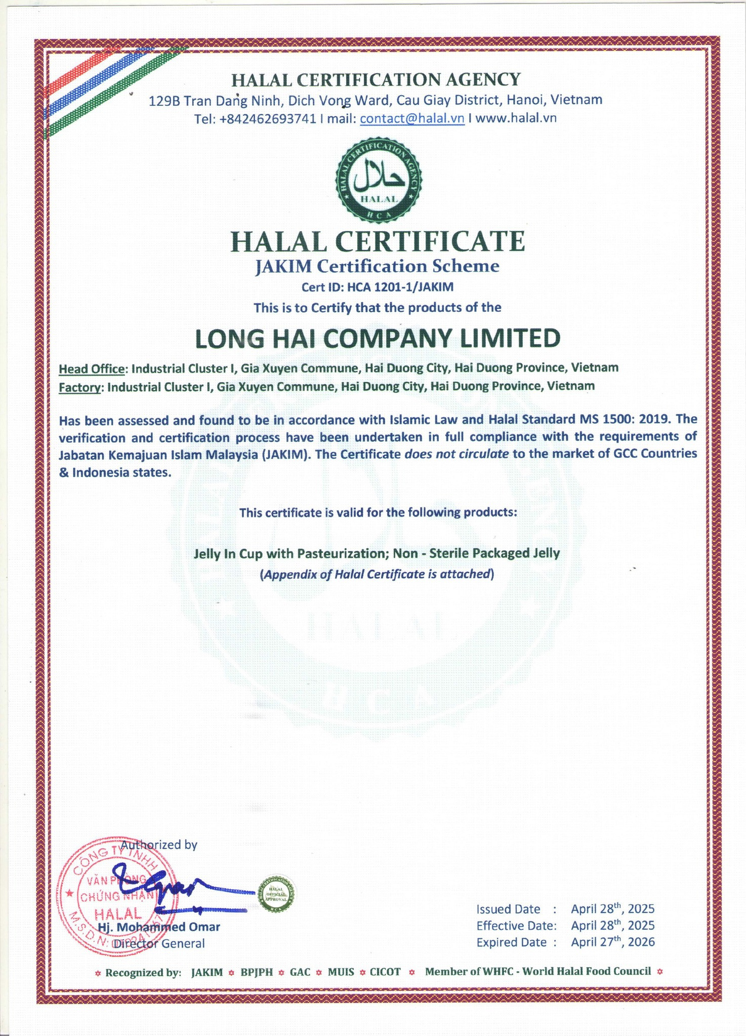 Thach Long Hai dat chung nhan Halal.jpg