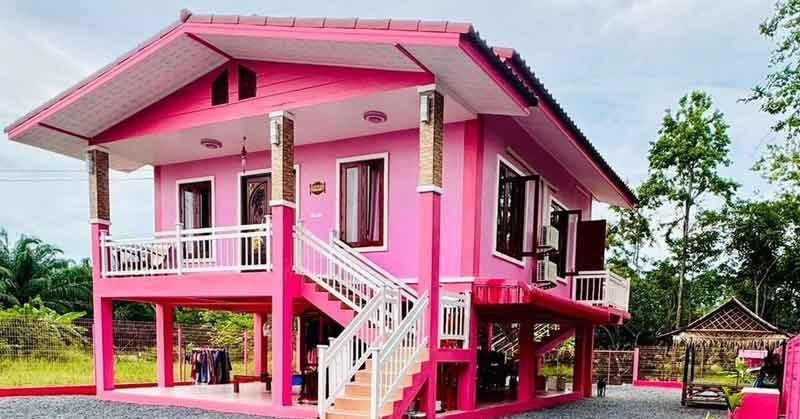Cô gái xây ngôi nhà màu hồng mơ ước, đưa mẹ và bà ngoại đến ở cùng