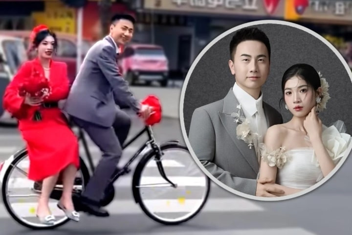 Cặp đôi rước dâu bằng xe đạp gây sốt mạng, gợi nhớ tình yêu thập niên 80