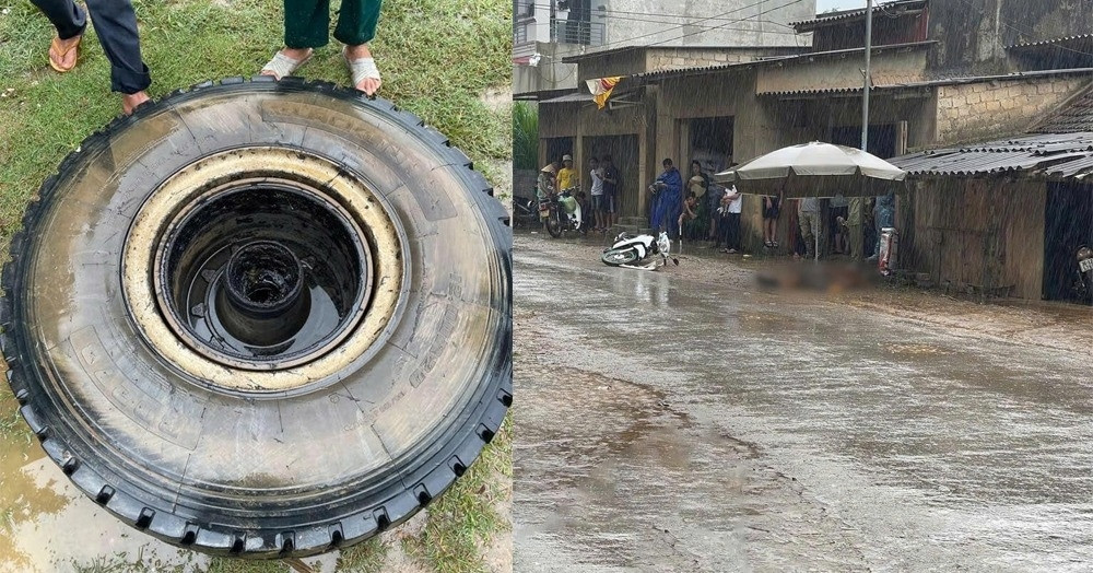 Xe tải đang chạy rơi bánh văng trúng người ngồi trên xe máy khiến tử vong