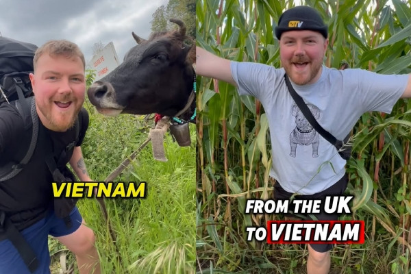 Khách Tây đi bộ hơn 15.000km để đến Việt Nam