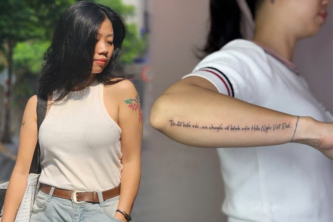 Xăm 45 ký tự trên cánh tay, người phụ nữ Hà Nội gây xúc động