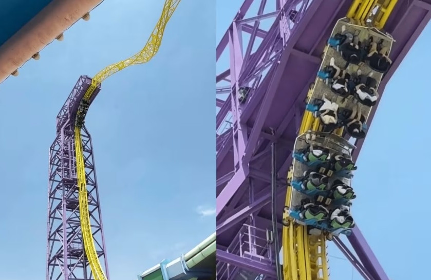 Tàu lượn gặp sự cố, 12 người bị treo ngược giữa trời, hoảng loạn tột độ