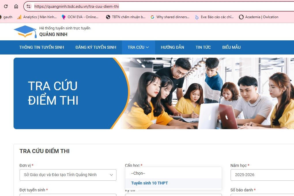 Điểm thi vào lớp 10 của Quảng Ninh năm 2025